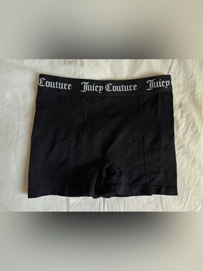 Juicy Couture Black and White Logo Waistband Shorts